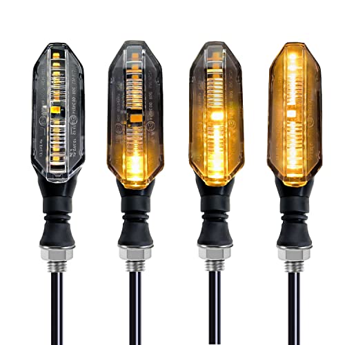 VRWEARE 4pcs LED Motorcycle Turn Signals Lights Universal Water Flowing Indicator Arrow Blinker Lamps 12V Compatible with Kawasaki Honda Yamaha Suzuki,High Brightness