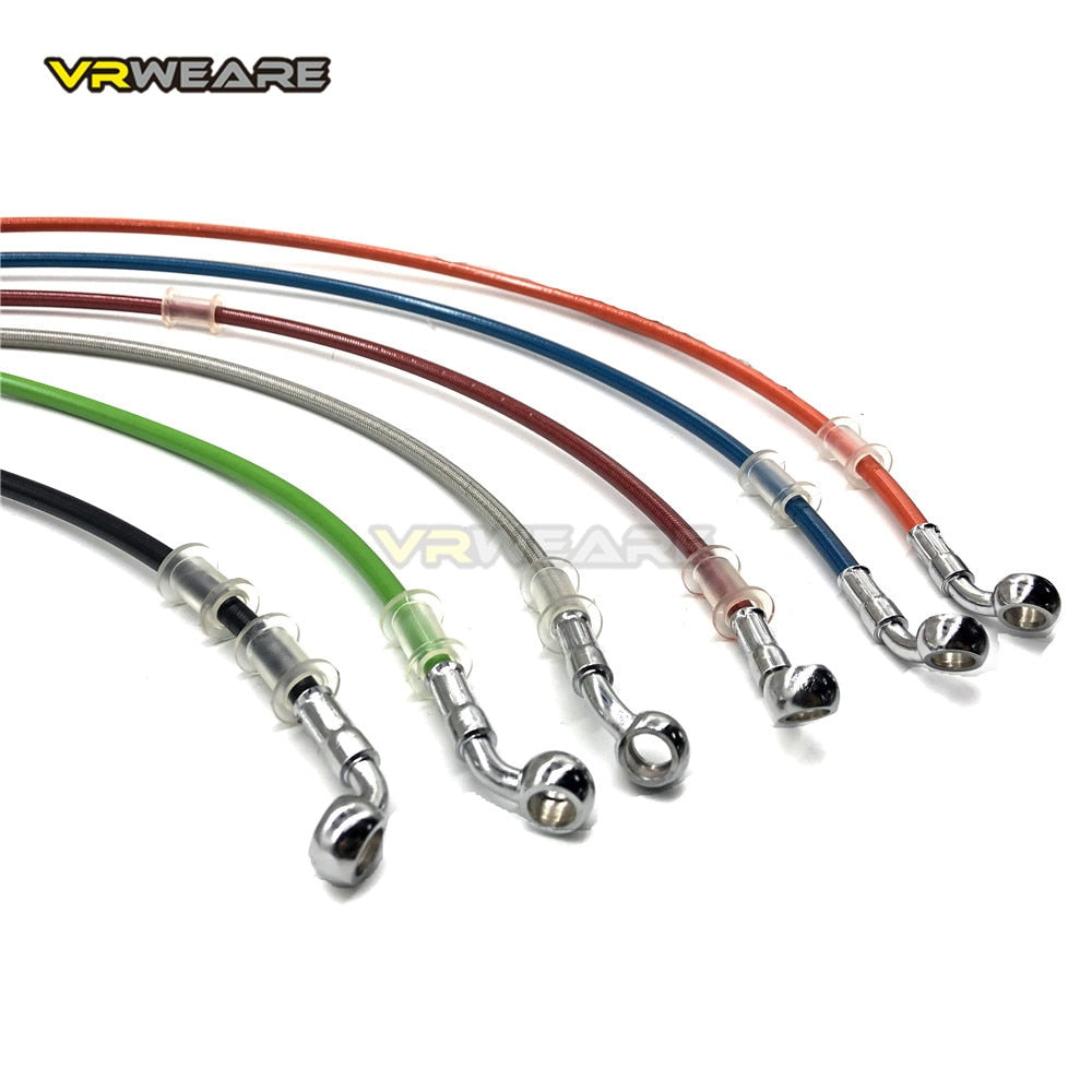 motorcycle Universal Brake Hose Line Steel Brake cable Hydraulic Banjo pipe 400mm-1500mm for head both sides 28 ° -60 °